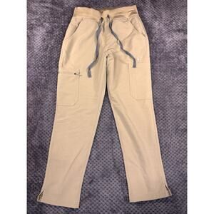 FIGS Technical Collection Scrub Jogger Pants Small Khaki Cargo Drawstring